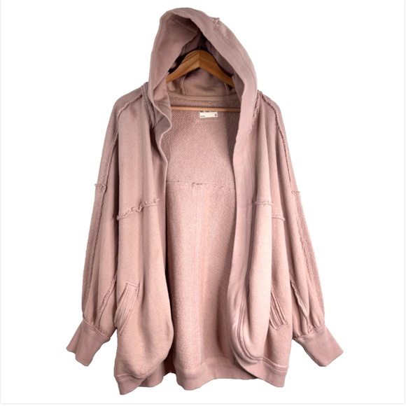 We the Free People Forever Yours Cardigan XS Winter Bloom Mauve Oversized Hoodie - Picture 4 of 13